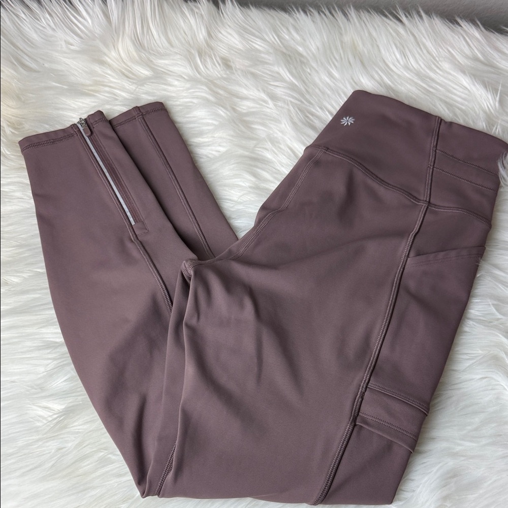 Athleta Dusty Mauve High-Rise Zip Ankle Leggings